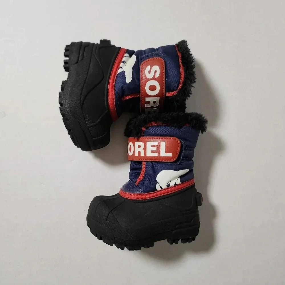 Sorel Snow Commander kids boot Size 4 Toddler Black Multicolor